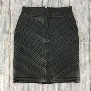 Prether Black Lambskin Leather Quilted Pencil Skirt size 6